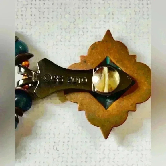 BS 2010 western copper tone stone double strand necklace - Picture 4 of 6